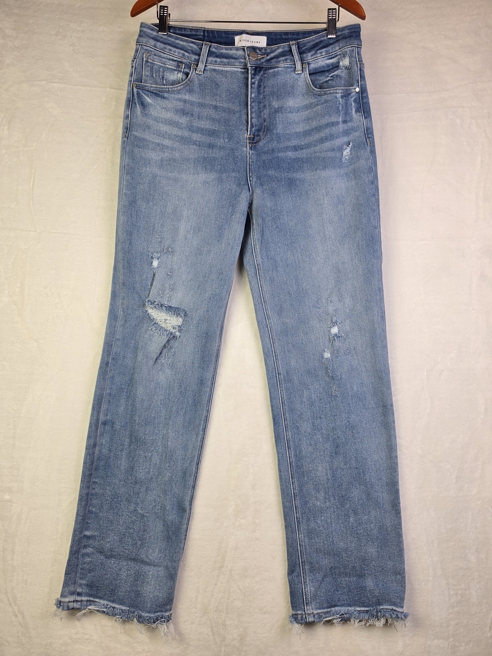 Risen Blue Jeans Womens 15x32 Straight Leg Distressed Stretch